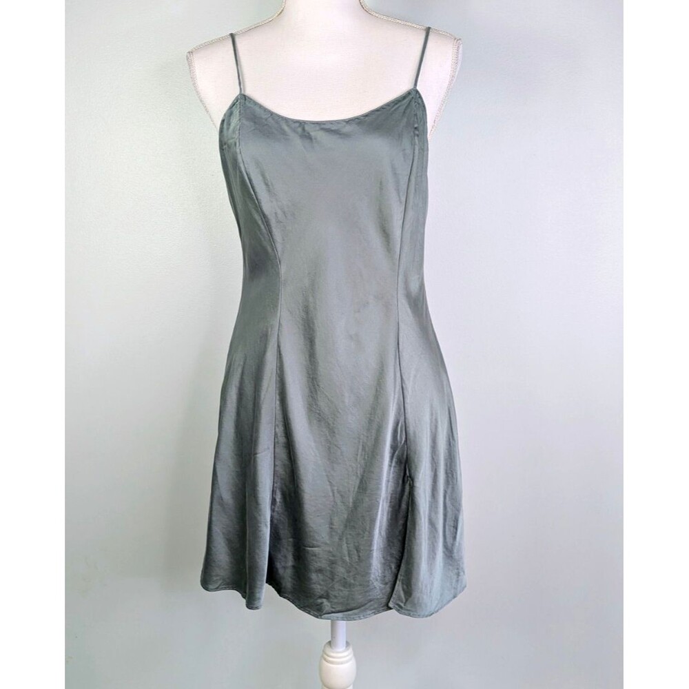 Victoria's Secret Womens Large Sage Green 100% Silk Slip Dress Romantic Luxury